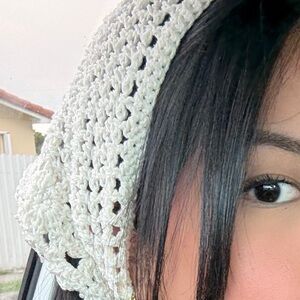 BANDANA /handmade /Crochet ,color Cream and pink